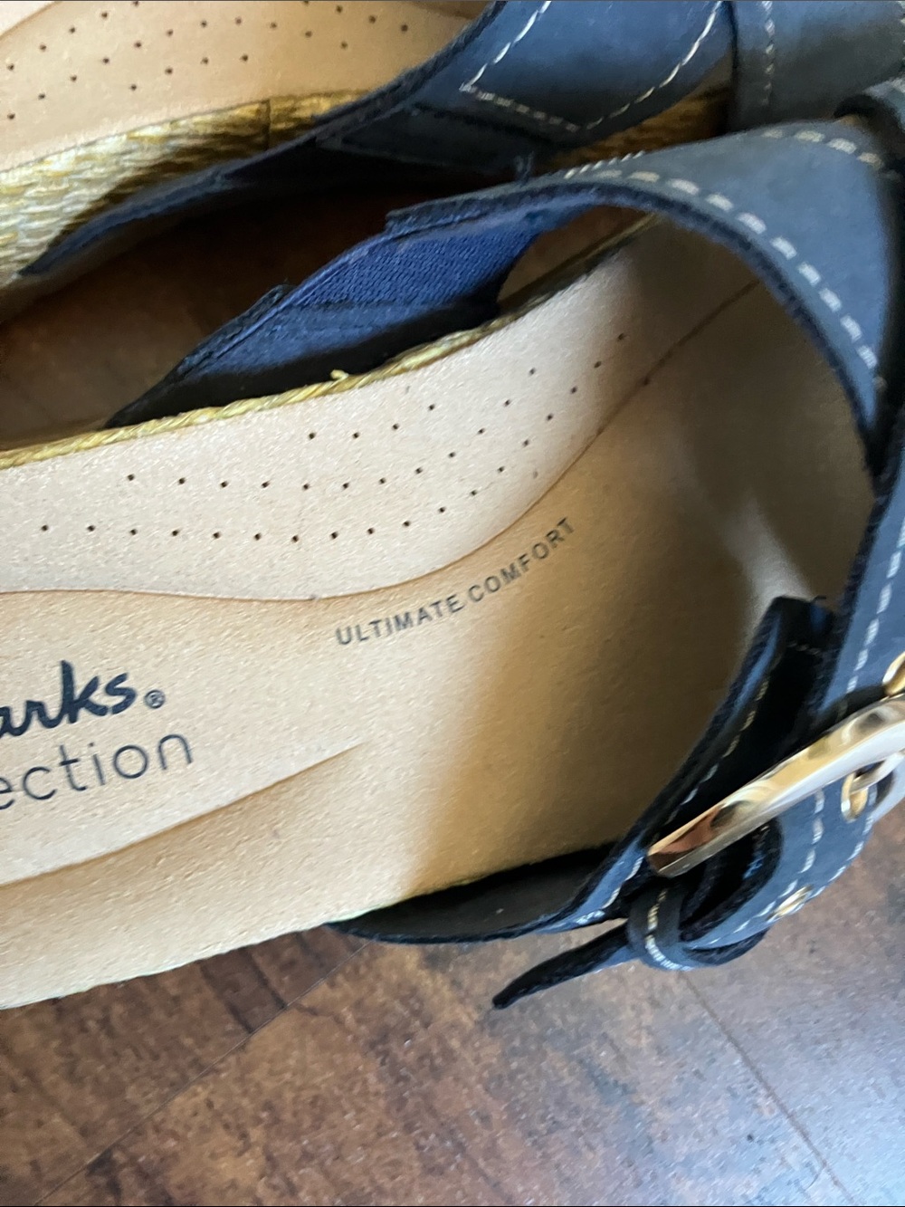 Clarks Collection Reileigh May leather sandals in navy blue size US 6 - Picture 4 of 8